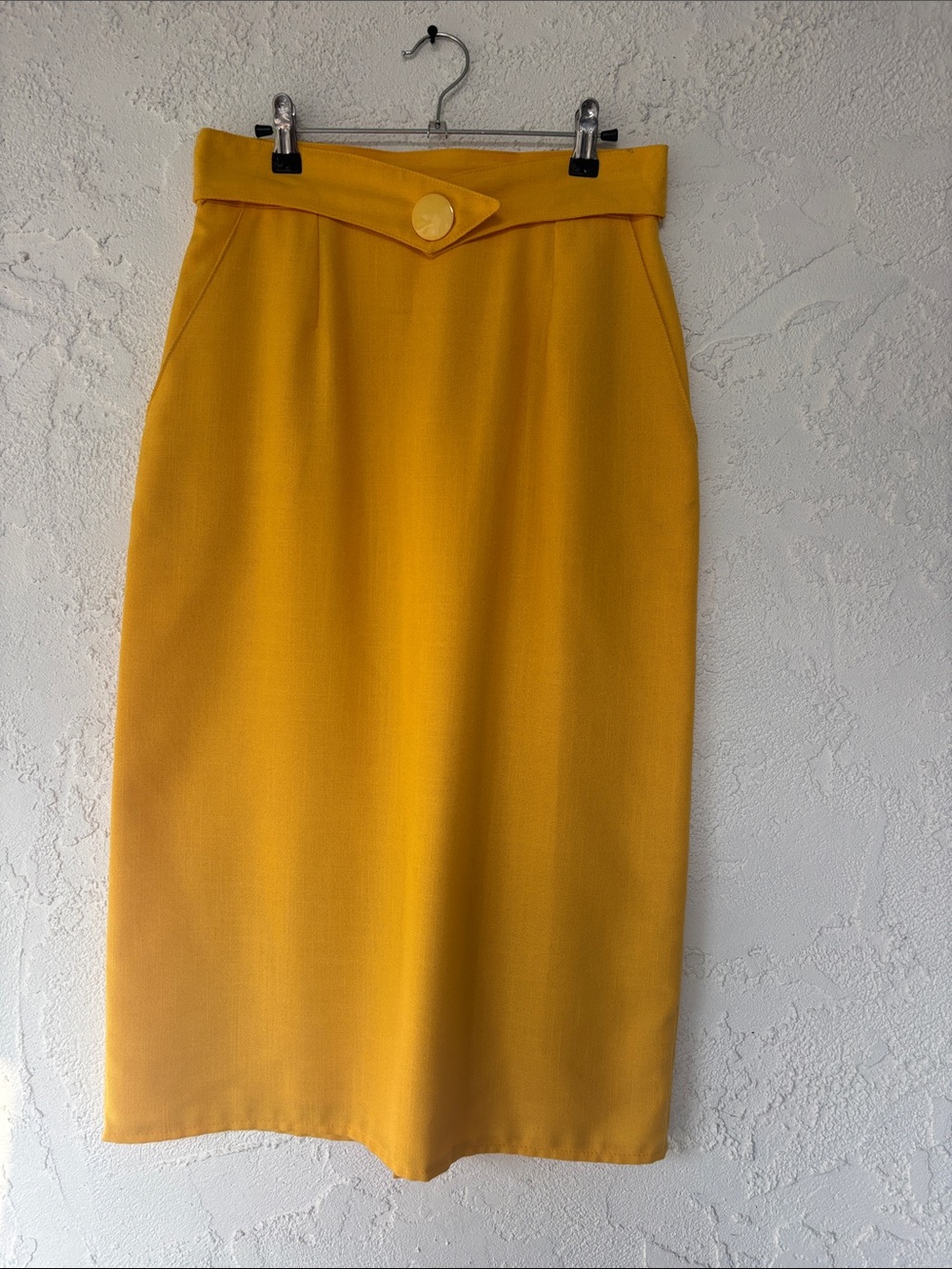 Vintage Mustard Yellow Pencil Skirt with Front Button